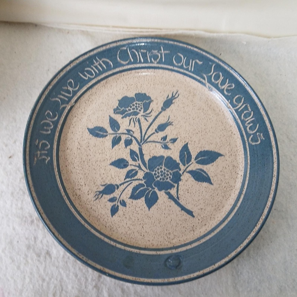 Stoneware platter Religious Plate As We Live With Christ Our‎ Love Grows Decor